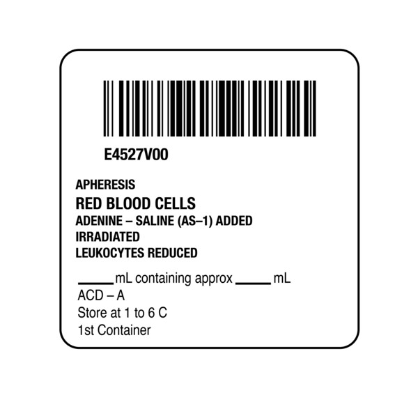 Nevs ISBT 128 Apheresis Red Blood Cells 2" x 2" BBC-4527 - main